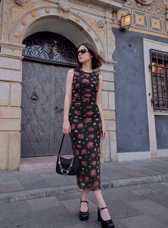 bodycon dress for women Floral Print this dress can be Size:38 inch Sleeveless SB-Palm Beach Black Fishnet Dress