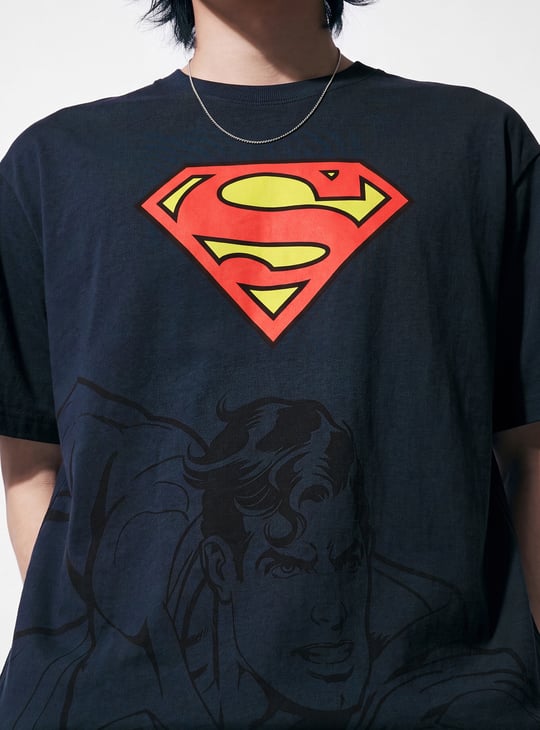 URB_N Men Oversized Superman T-shirt | Blue | T-shirts