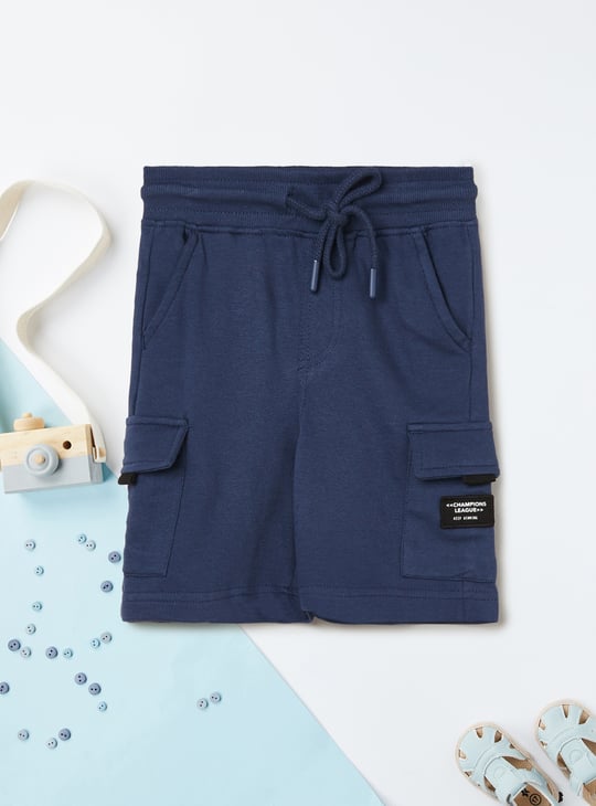 Boys Solid Cargo Shorts - Pack of 2