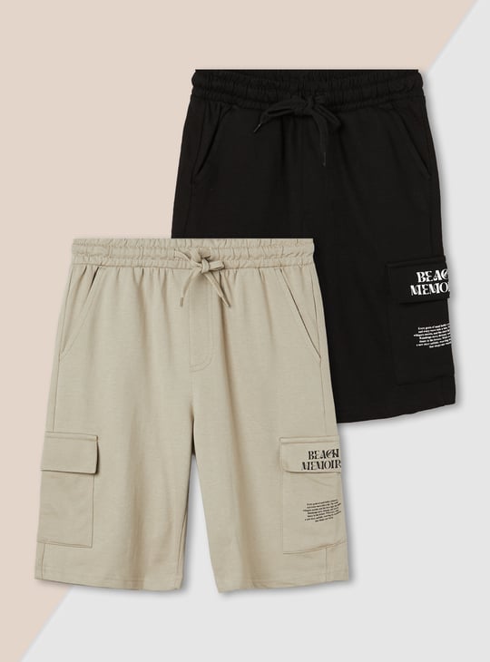 Boys Printed Cargo Shorts - Pack of 2