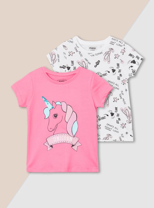 Girls Printed T-shirt - Pack of 2