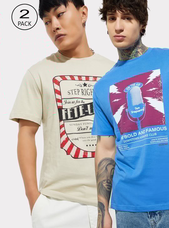 URB_N Men Printed T-shirt - Pack of 2