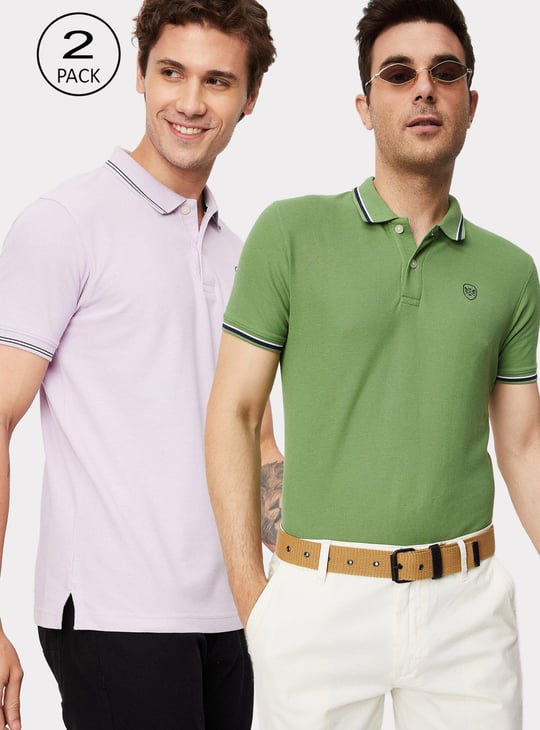 Men Solid Polo T-shirt - Pack of 2