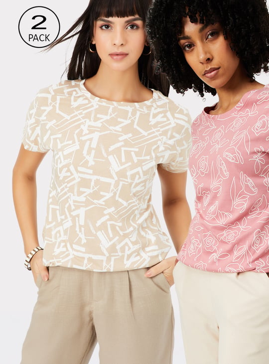 Women Printed T-shirt - Pack of 2