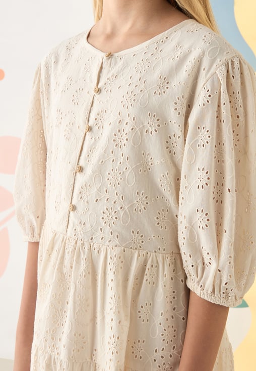 andmary Gather frill set up beige Women Beige Floral Frill