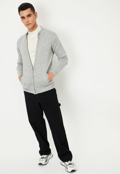Buy Men Knit Zip Cardigan Online at just Rs. 1499.0