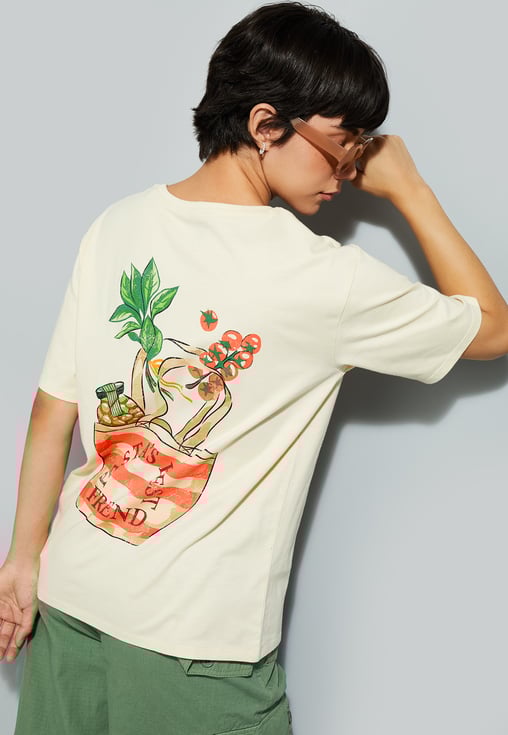 Buy URB_N Women Oversized Back Printed T-shirt Online at