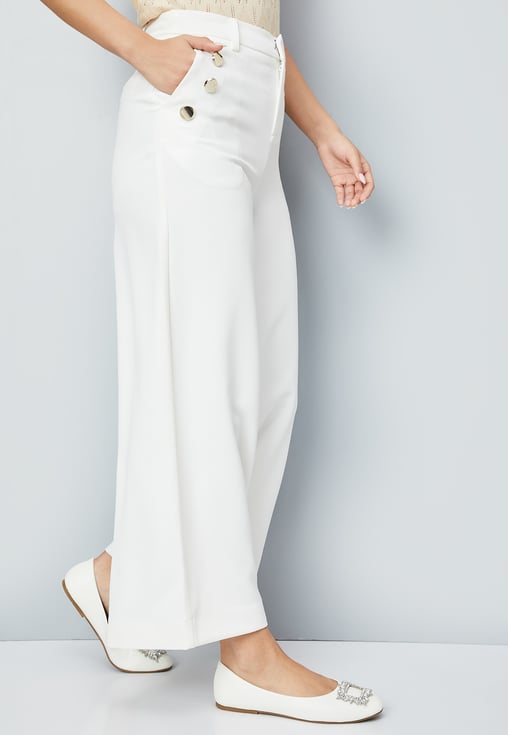 Buy Kalki x Max Women Solid Wide Leg Trousers Online at just