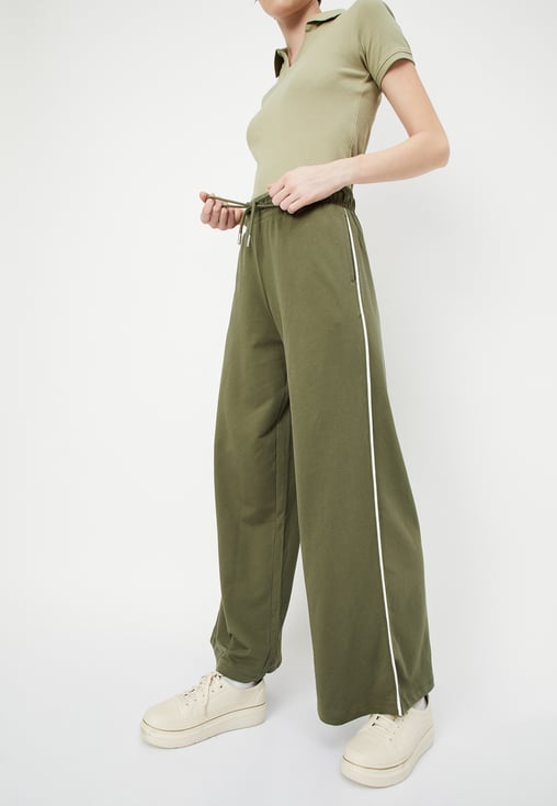 Buy Women Side Striped Wide-Leg Track Pants Online at just Rs 