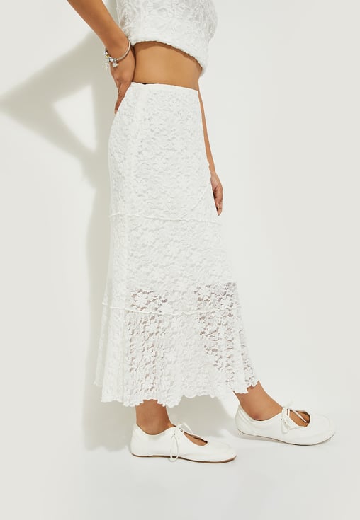 Buy ALAYA F x URB_N Women Lace Long Skirt Online at just Rs