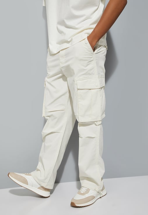 Buy URB_N Men Textured Cargo Parachute Trousers Online at