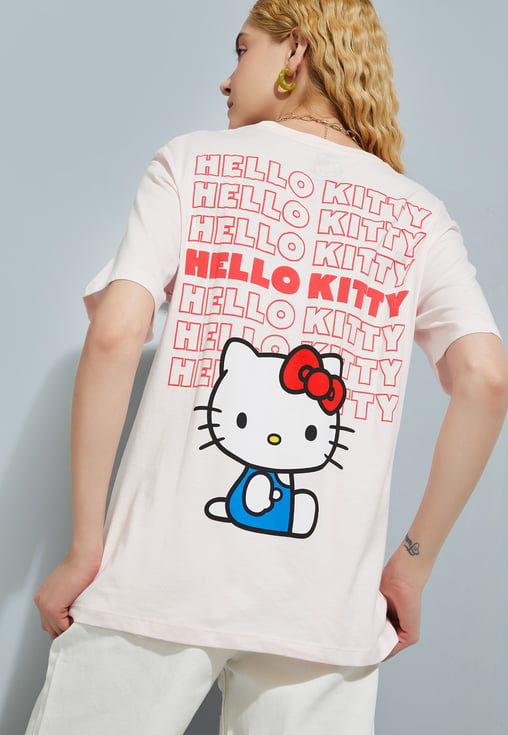 Buy URB_N Women Hello Kitty Print Oversized T-shirt Online at just