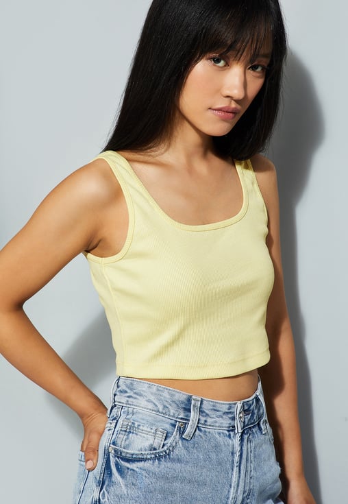 NKNIT rib mini tank top(navy、yellow) 1000015994103-Yellow-YELLOW-