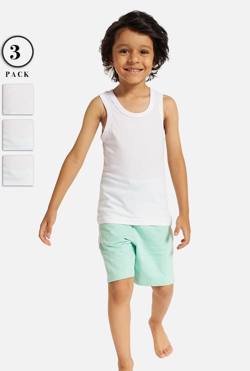 Juniors Solid Vest - Set of 3