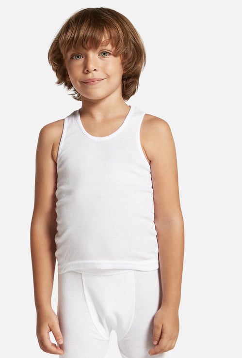 Juniors Solid Scoop Neck Vest with Trunks