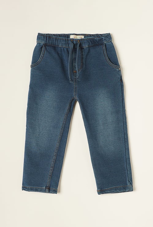 Juniors Boys' Washed Regular Fit Denim Jeans with Drawstring Closure