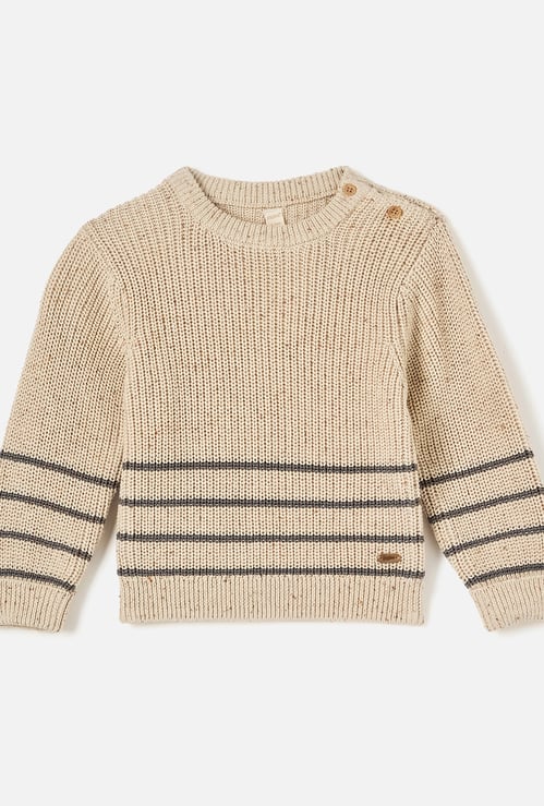 Giggles Striped Pullover with Crew Neck and Long Sleeves