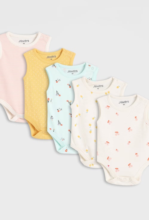Juniors Printed Sleeveless Bodysuit - Set of 5