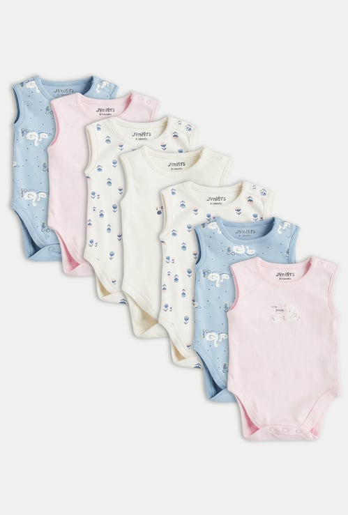 Juniors Printed Sleeveless Bodysuit - Set of 7