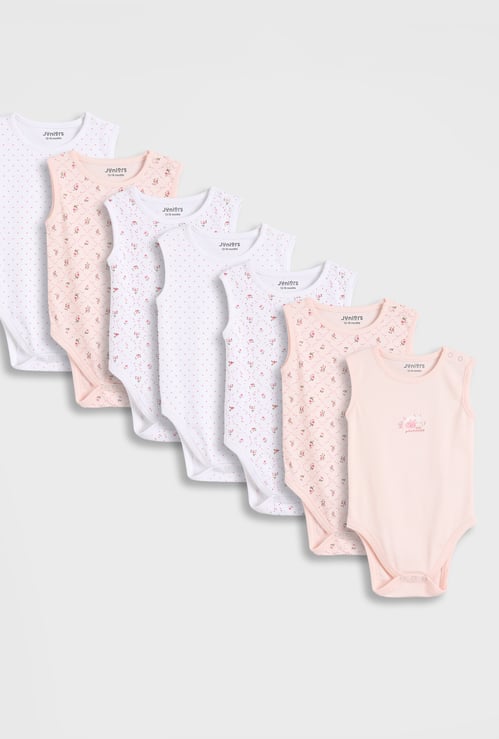 Juniors Printed Sleeveless Bodysuit - Set of 7