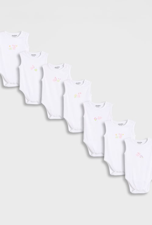 Juniors Bunny Print Sleeveless Bodysuit - Set of 7