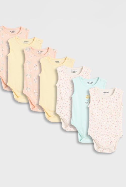 Juniors Printed Sleeveless Bodysuit - Set of 7