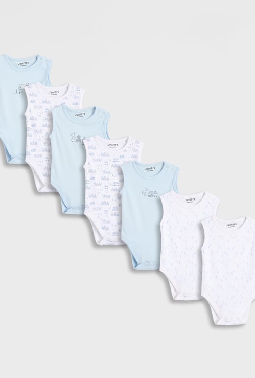 Juniors Train Print Sleeveless Bodysuit - Set of 7