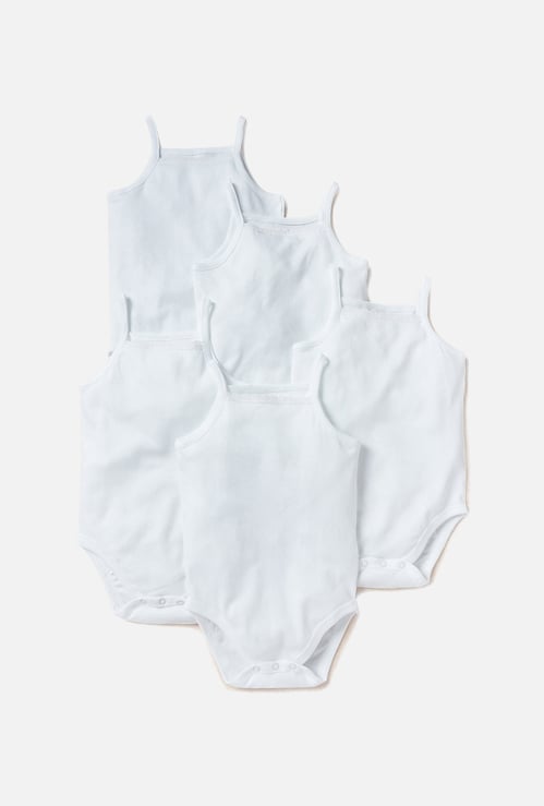 Giggles Solid Sleeveless Bodysuit - Set of 5
