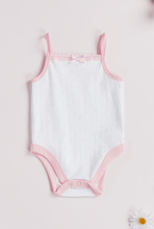 Juniors Eyelet Knit Strappy Bodysuit