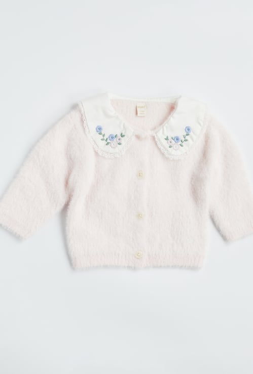 Juniors Floral Embroidered Cardigan
