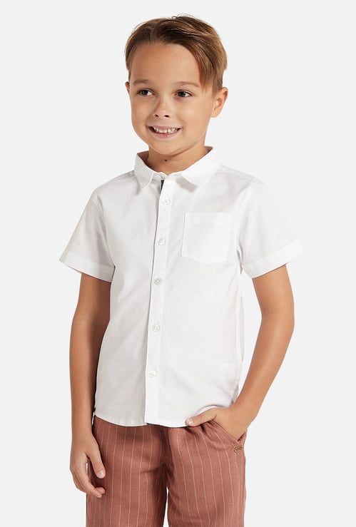 Juniors Solid Button Up Shirt with Chest Pocket