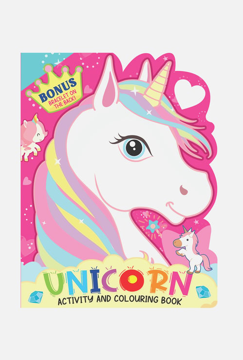 Dreamland Unicorn Activity and Colouring Book - Die Cut Animal Shaped Book