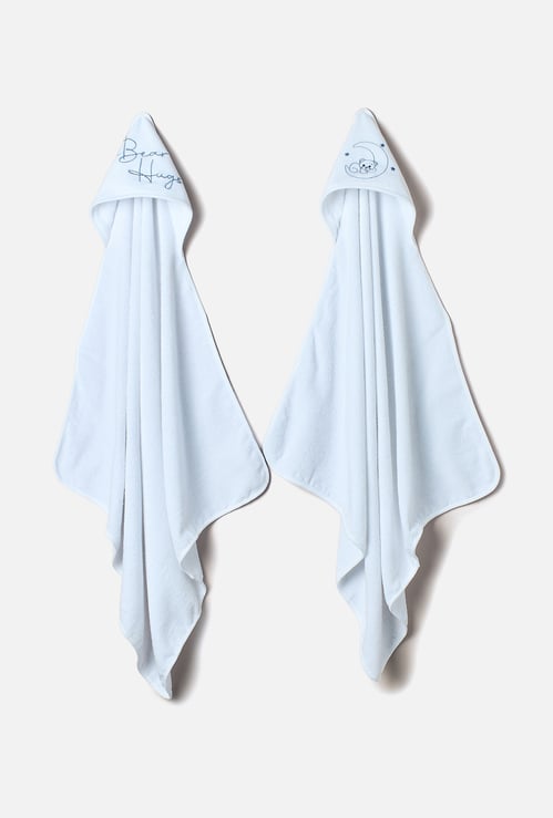 Juniors 2-Piece Bear Detail Hooded Towel Set - 80x80 cm