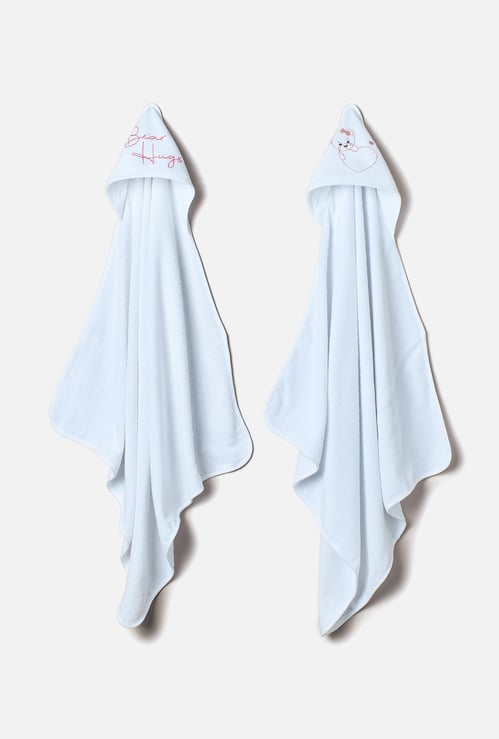 Juniors 2-Piece Bear Detail Hooded Towel Set - 80x80 cm