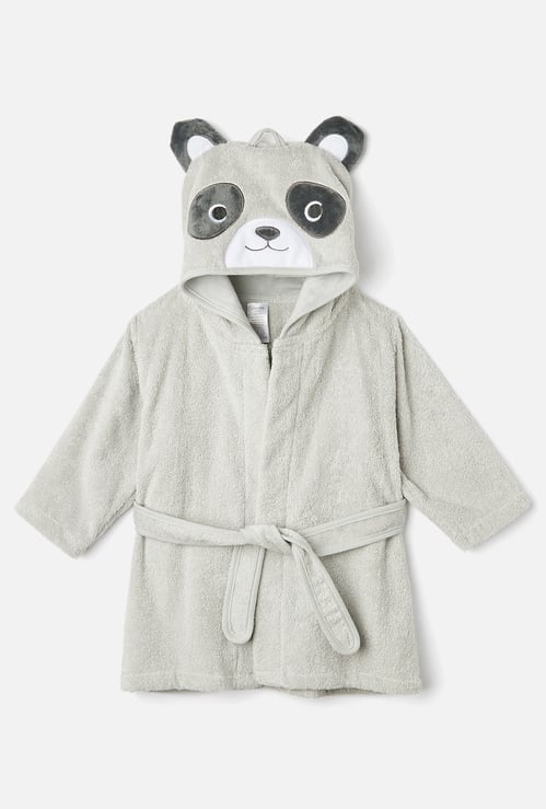 Juniors Panda Hooded Bath Robe with Tie-Up Belt