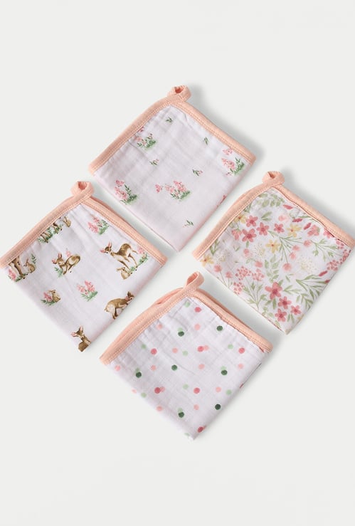 Giggles Printed Washcloth - Set of 4