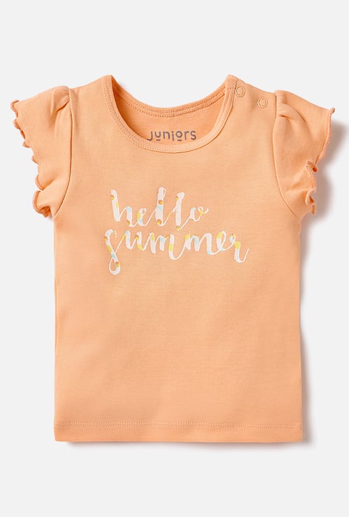 Juniors Fruit Print Ruffle Sleeves T-shirt and Elasticated Pyjama Set