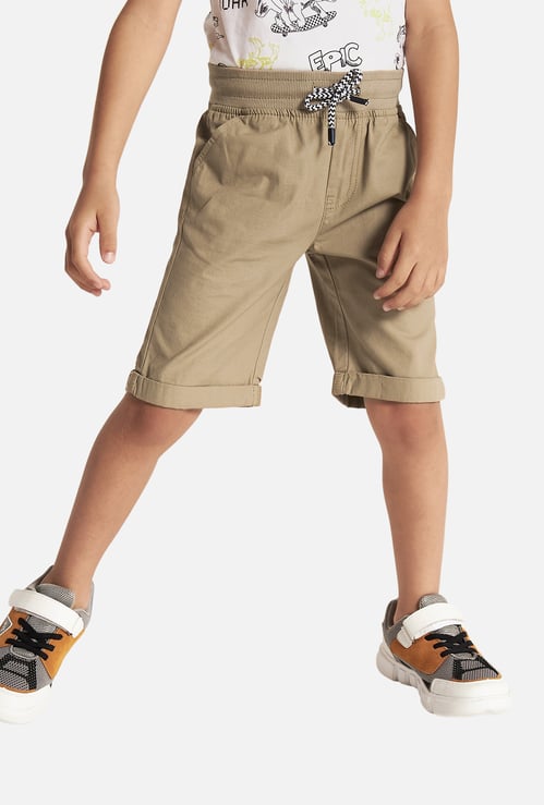 Juniors Solid Shorts with Drawstring Closure and Pockets