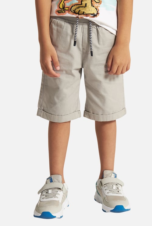 Juniors Solid Shorts with Drawstring Closure