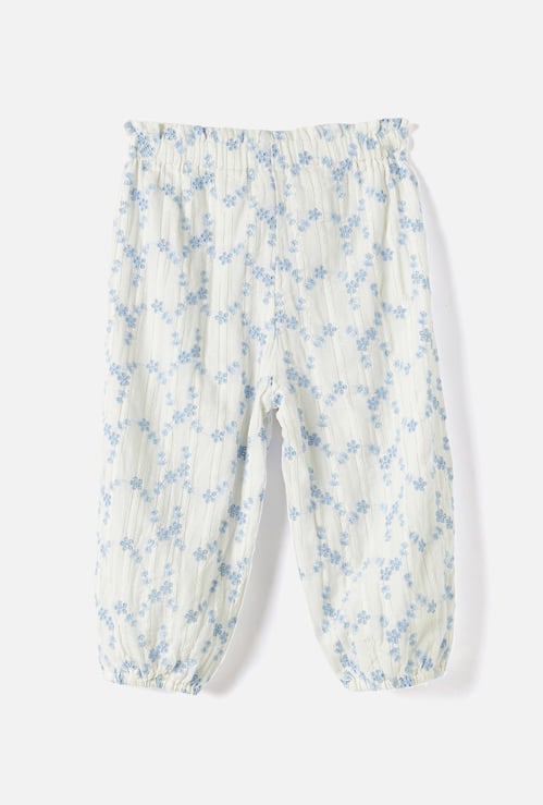 Giggles All-Over Floral Embroidered Joggers with Elasticated Waistband