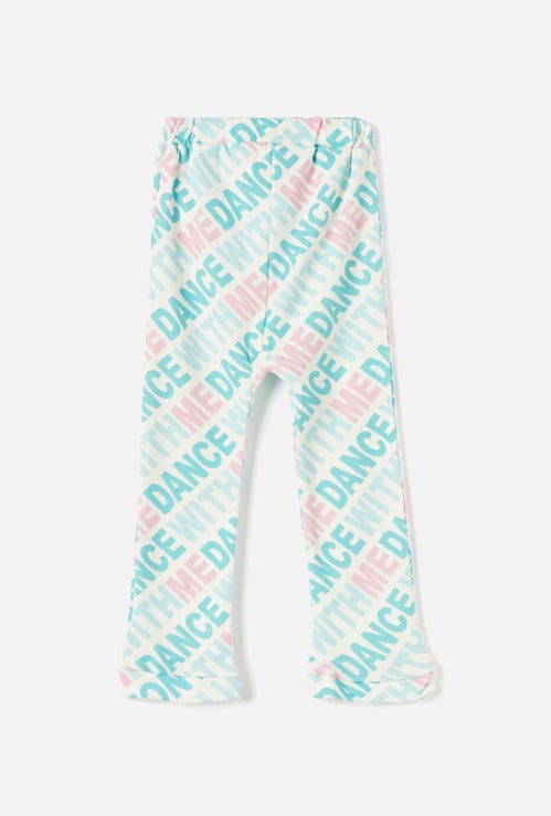 Juniors All-Over Slogan Print Pants with Elasticated Waistband
