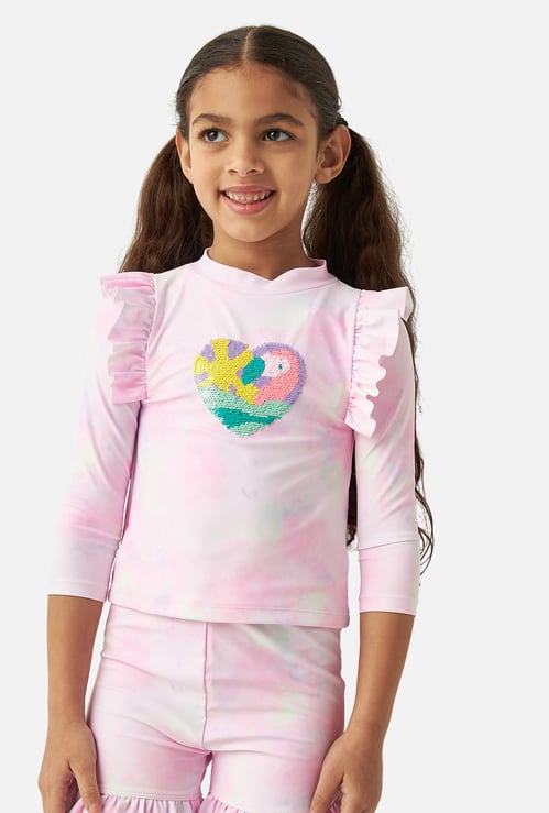 Juniors Embellished Heart Swim T-shirt and Shorts Set