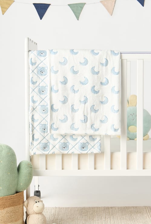 Juniors 2-Piece All-Over Moon Detail Fleece Blanket Set - 76x102 cm