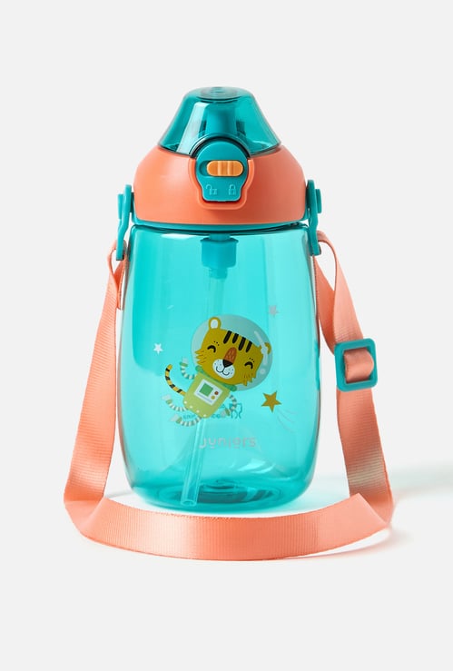 Juniors Tritan Tiger Print No Spill Straw Water Bottle - 400 ml