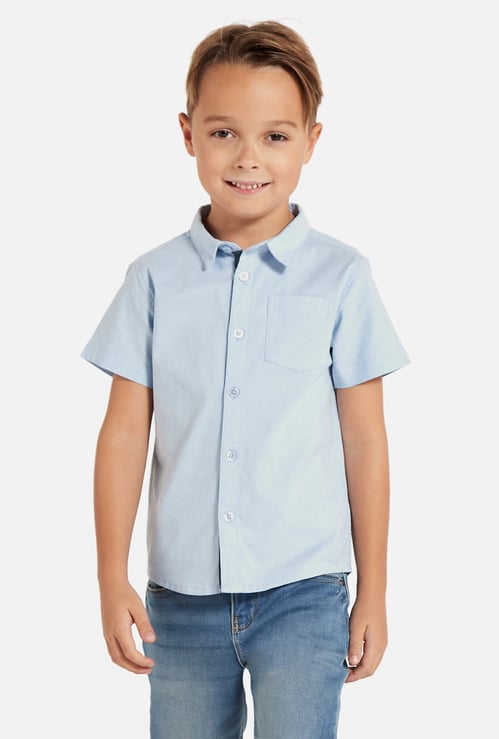 Juniors Solid Shirt with Chest Pocket