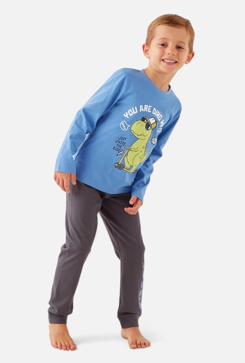 Juniors Dinosaur Print T-shirt and Pyjama Set