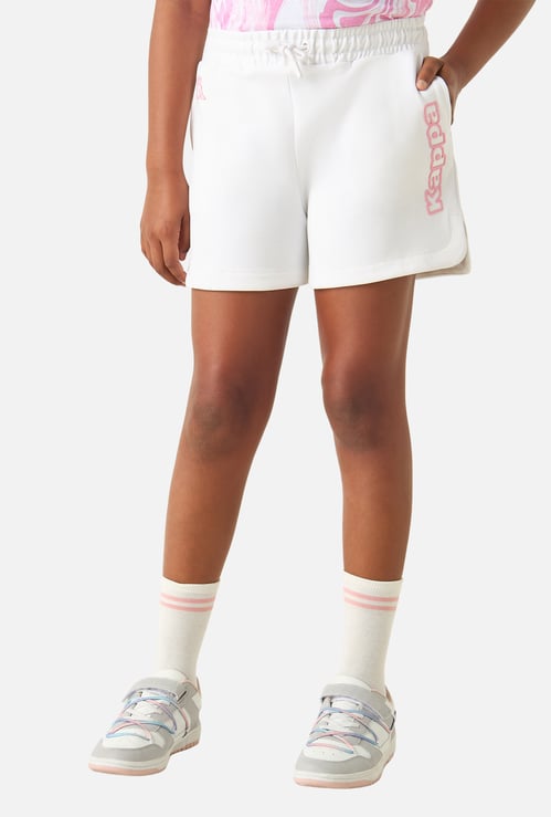 Kappa Brand Print Shorts with Drawstring Closure and Pockets