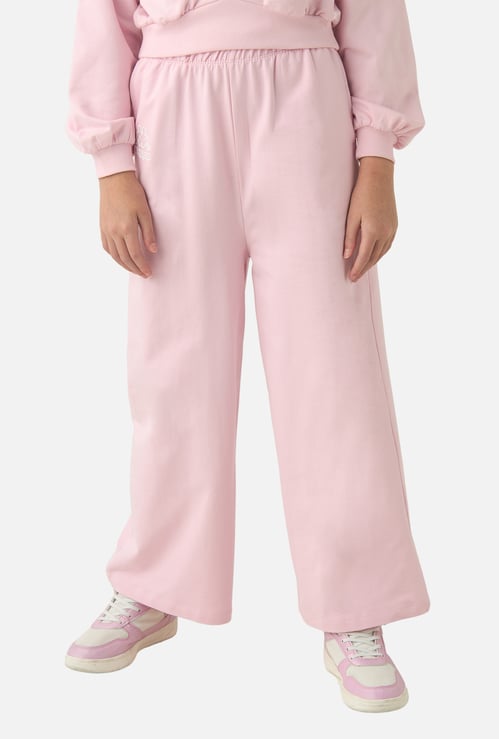 Kappa Solid Wide Leg Pants with Pockets and Elasticated Waistband