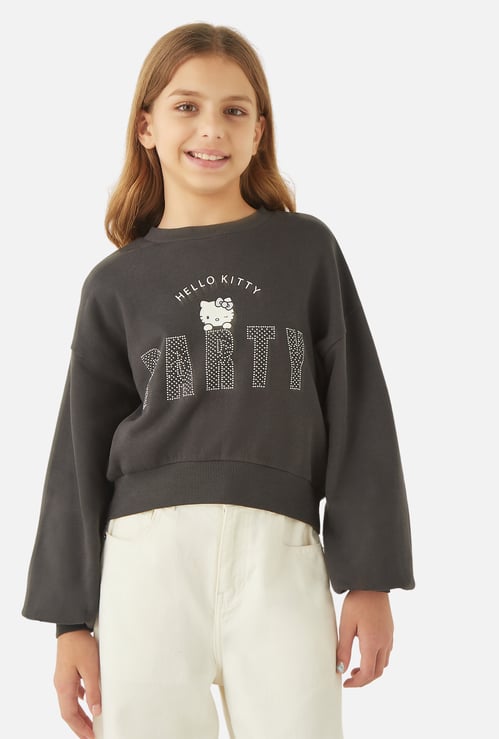 Hello Kitty Embellished Sweatshirt with Long Sleeves