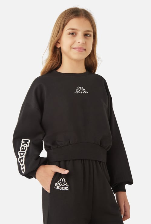 Kappa Logo Print Sweatshirt with Long Sleeves